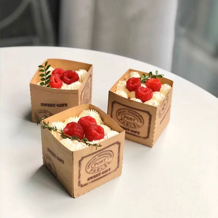 Cupcake Box Set 100pcs Kraft Paper Baking Mousse Cup Holders for Party Dessert