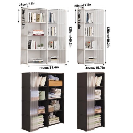 Simple Bookshelf Storage Rack with Dust Proof Curtain for Bedroom Living Room