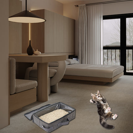 Foldable Cat Litter Box Portable Travel Toilet for Outdoor with Zipper Closure