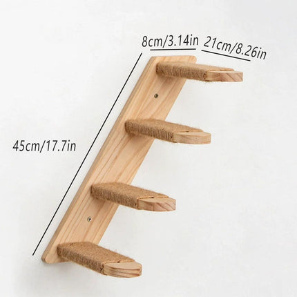 4 Step Cat Climbing Shelf Wall Mounted Perch Scratching Post Ladder Platform