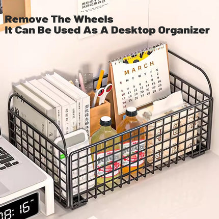 Under-Table Movable Storage Rack with Wheels for Office Home Kitchen Durable