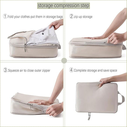 4PCS Storage Compression Bags Luggage Travel Packing Cubes Organiser Suitcases