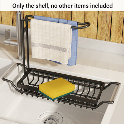 Adjustable Stainless Sink Rack Sponge Holder Dish Cloth Storage Organizer Use