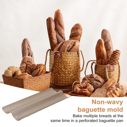 Nonstick Baguette Baking Tray 2 Compartments Bread Mould  Homemade Bread Stick
