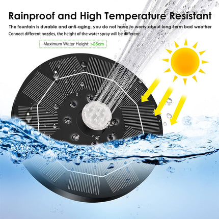 Solar Fountain Bird Bath Fountain Waterproof Auto-On for Outdoor Decoration