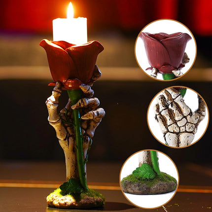 Skeleton Hand Rose Candle Holder Decoration Gothic Style Durable Resin Halloween