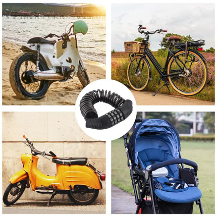 Helmet Lock Chain 4 Digit Password Motorcycle Anti-theft Cable Lock Portable