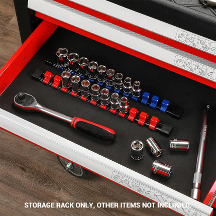 9PCS Socket Holder Rail Organizer 1/4 3/8 1/2 Inch for Garage Workshop Tool Use