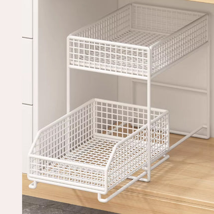 Pull Out Storage Shelf 2 Tier Kitchen Organizer Under Sink Pantry Rack