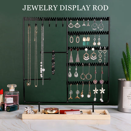 Jewelry Display Stand With Wooden Base Detachable Rack For Earrings Necklace