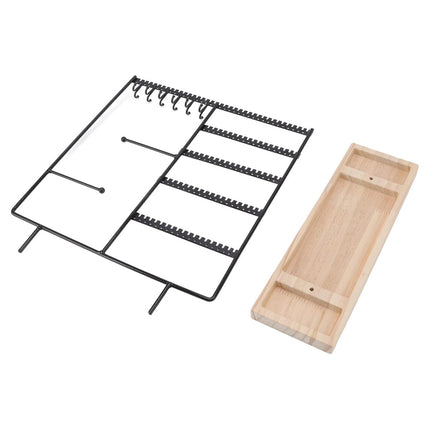 Jewelry Display Stand With Wooden Base Detachable Rack For Earrings Necklace