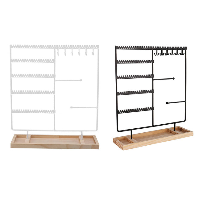 Jewelry Display Stand With Wooden Base Detachable Rack For Earrings Necklace