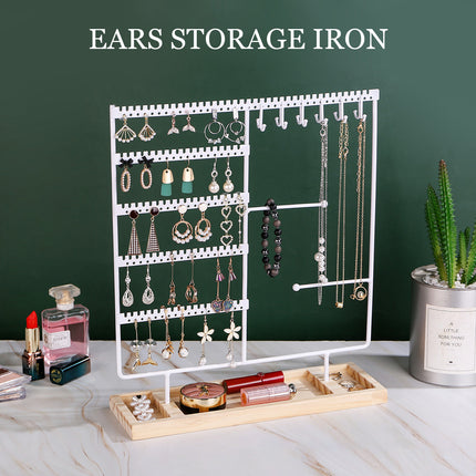 Jewelry Display Stand With Wooden Base Detachable Rack For Earrings Necklace