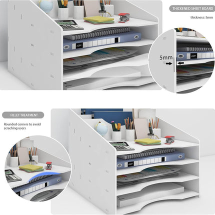 Desktop File Organizer Rack 3 Style Space Saving Stable for Office Desk Storage
