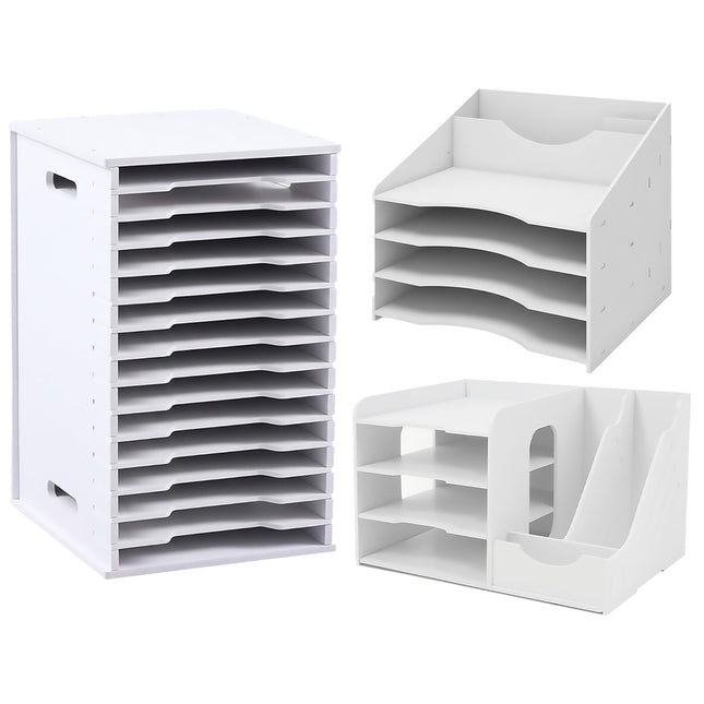 Desktop File Organizer Rack 3 Style Space Saving Stable for Office Desk Storage
