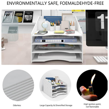 Desktop File Organizer Rack 3 Style Space Saving Stable for Office Desk Storage