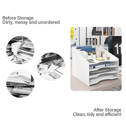 Desktop File Organizer Rack 3 Style Space Saving Stable for Office Desk Storage