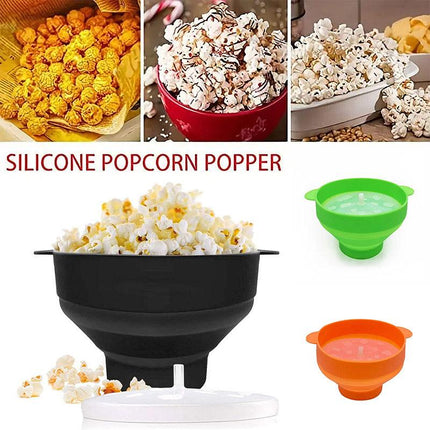 High Temperature Resistant Silicone Popcorn Bucket Collapsible Bowl with Handle
