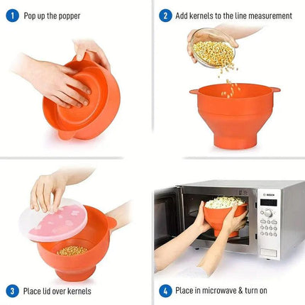 High Temperature Resistant Silicone Popcorn Bucket Collapsible Bowl with Handle