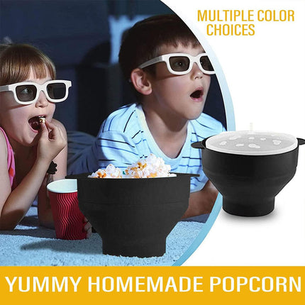 High Temperature Resistant Silicone Popcorn Bucket Collapsible Bowl with Handle