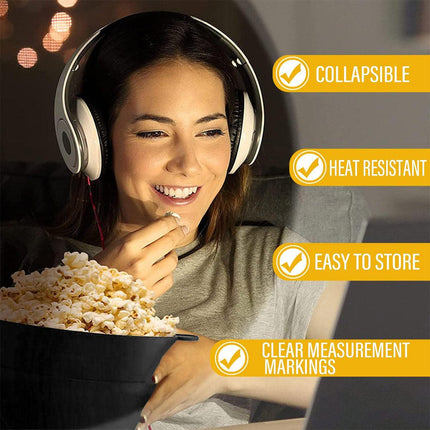 High Temperature Resistant Silicone Popcorn Bucket Collapsible Bowl with Handle