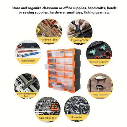 Tool Storage Bin Parts Organizer Drawers Cabinet Box Chest Plastic With Dividers