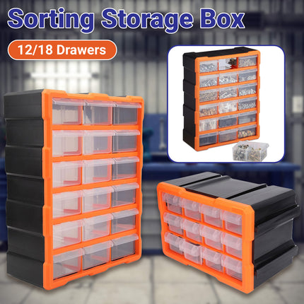 Tool Storage Bin Parts Organizer Drawers Cabinet Box Chest Plastic With Dividers