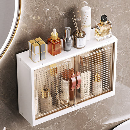 Bathroom Wall Mounted Storage Box Transparent Cabinet Rack Organizer Toiletries