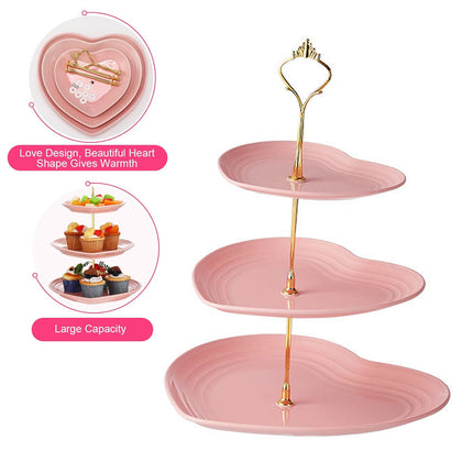 3PCS 3-Tier Dessert Fruit Display Stand Bakery Cafe Home Use