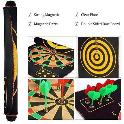 7PCS Double Sided Dart Board Game Set with Safe Tips for Indoor Fun