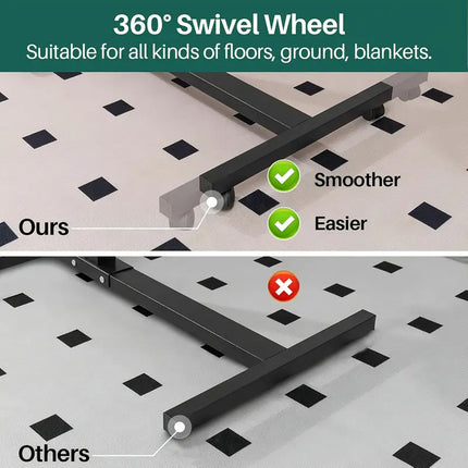 Bedside Table Mobile Height Adjustable Rotatable with Wheels Sturdy Durable