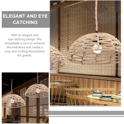 Natural Half Circle Woven Lampshade 30x10.5cm Straw Rope Pendant Light Shade