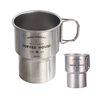 6PCS Stainless Coffee Steel Camping Cups with Foldable Handle 480ml Food-Grade