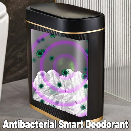 Sensor Trash Can 8L Narrow Black Smart Bin Touchless Bathroom Toilet Waste Bin