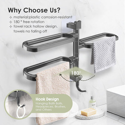 Punch-free Towel Rack Basic Model Rotatable Multi-rod Bathroom Toilet Towel Hang