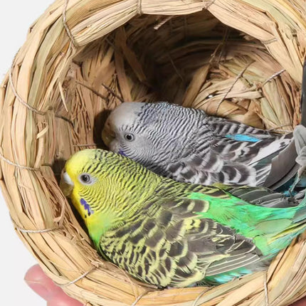 6pcs Handwoven Straw Bird Nest Pigeon Parrot Breeding House Hut for Cage