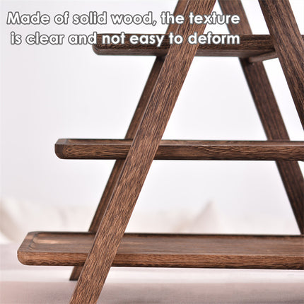 3 Layer Wooden Tray Display Rack Dinner Plate Holder Stand Storage Shelf for Home
