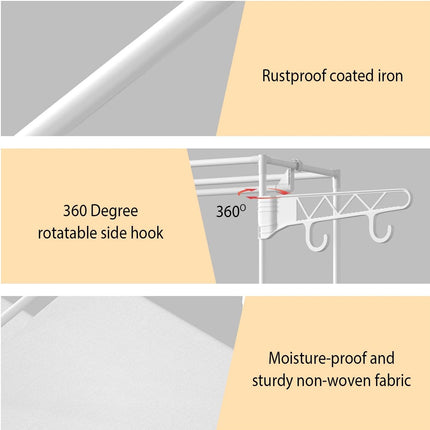 Multifunction Double Row Floor Standing Clothes Hanger 16mm Thickness Iron Pipe
