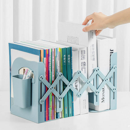 Retractable Book Stand Desk Organizer Adjustable Storage Rack with Pen Holder