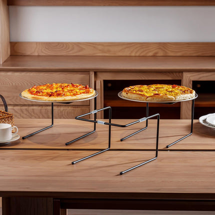 6PCS Tabletop Pizza Pan Riser Durable Metal Stable for Kitchen Serving Display