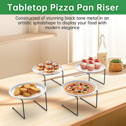 6PCS Tabletop Pizza Pan Riser Durable Metal Stable for Kitchen Serving Display