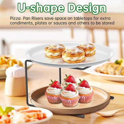 6PCS Tabletop Pizza Pan Riser Durable Metal Stable for Kitchen Serving Display