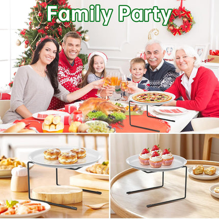 6PCS Tabletop Pizza Pan Riser Durable Metal Stable for Kitchen Serving Display