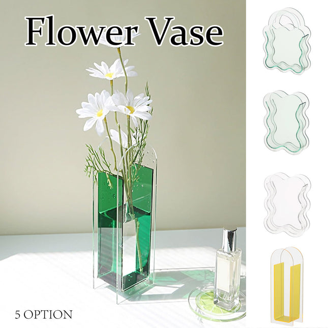 Creative Transparent Acrylic Vase Flower Ornament Dried Floral Display Tank