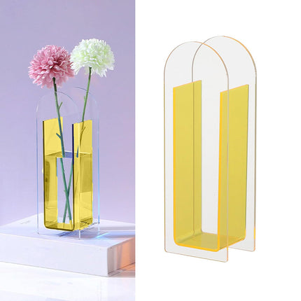 Creative Transparent Acrylic Vase Flower Ornament Dried Floral Display Tank