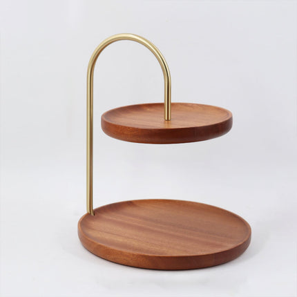 Two Layer Wooden Candy Tray Dessert Display Plate Stand Kitchen Storage Organizer