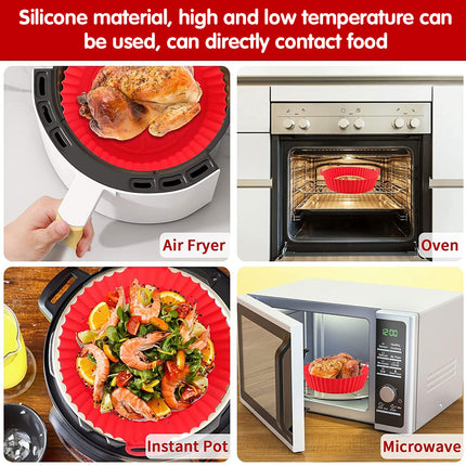 2PCS Silicone Air Fryer Baking Pan Round Household Tray Reusable Non Stick