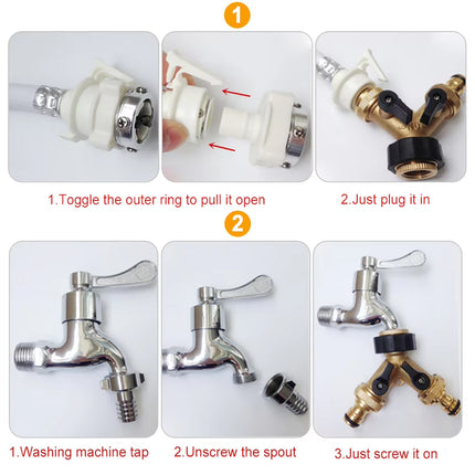 2 Way Solid Brass Hose Splitter 2-Way Hose Connector With Shut OFF/ON Valves