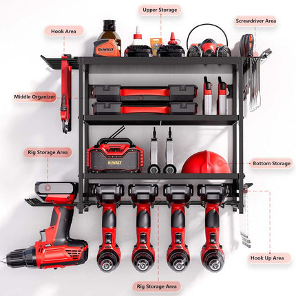 Wall-Mounted Tool Storage Rack Durable Space Saving for Garage Workshop Storage