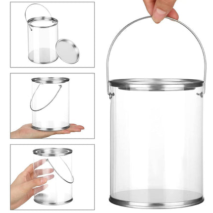 10pcs Cylinder Box with Iron Lid Round Bucket Candy Jar Storage Container